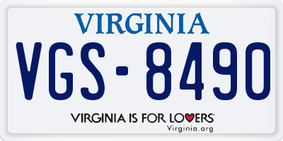 VA license plate VGS8490