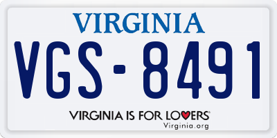 VA license plate VGS8491