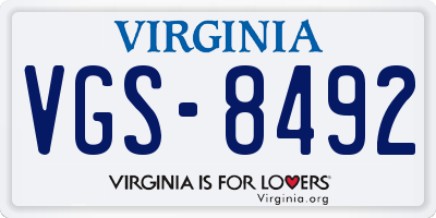 VA license plate VGS8492