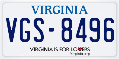 VA license plate VGS8496