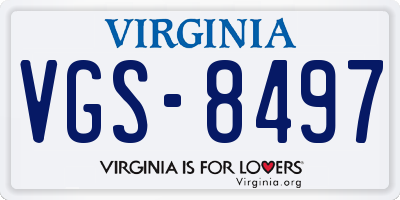 VA license plate VGS8497