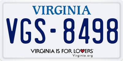 VA license plate VGS8498