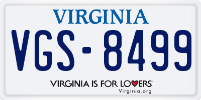 VA license plate VGS8499