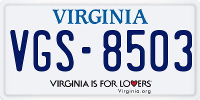 VA license plate VGS8503