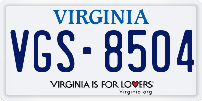 VA license plate VGS8504