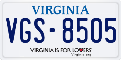 VA license plate VGS8505