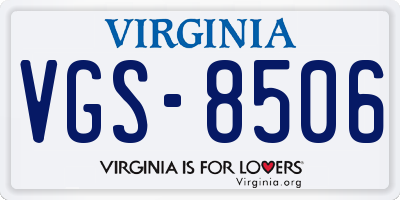 VA license plate VGS8506
