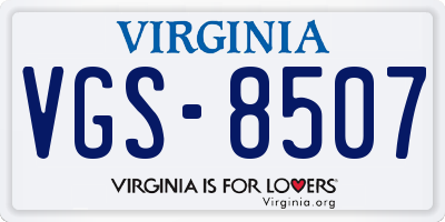 VA license plate VGS8507