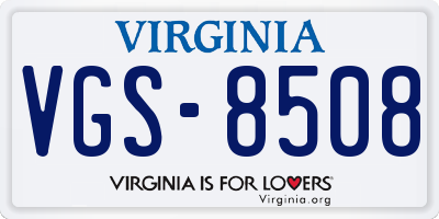 VA license plate VGS8508
