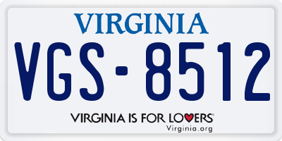 VA license plate VGS8512