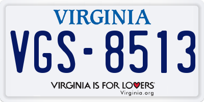 VA license plate VGS8513