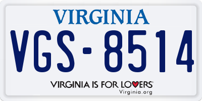 VA license plate VGS8514