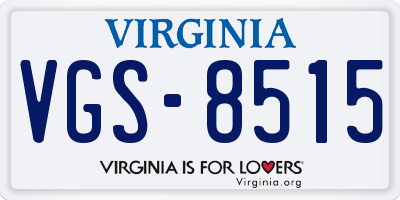 VA license plate VGS8515