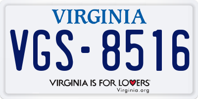 VA license plate VGS8516