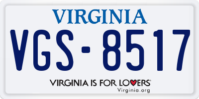 VA license plate VGS8517