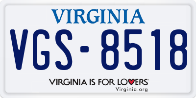 VA license plate VGS8518