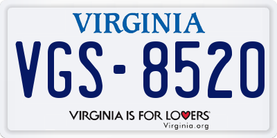 VA license plate VGS8520