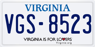 VA license plate VGS8523