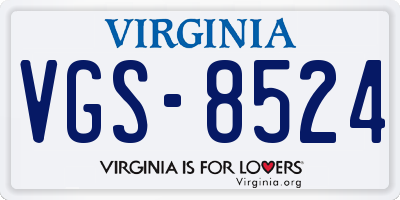 VA license plate VGS8524