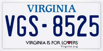 VA license plate VGS8525