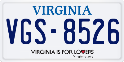 VA license plate VGS8526