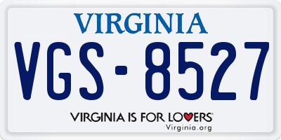 VA license plate VGS8527