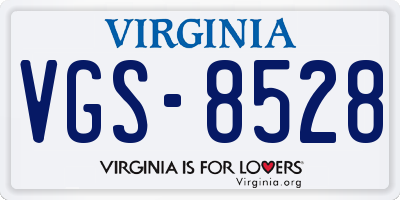 VA license plate VGS8528