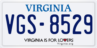 VA license plate VGS8529