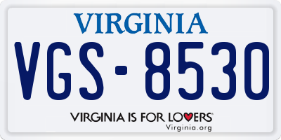 VA license plate VGS8530