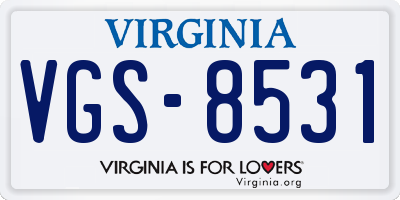 VA license plate VGS8531