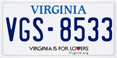 VA license plate VGS8533