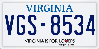VA license plate VGS8534
