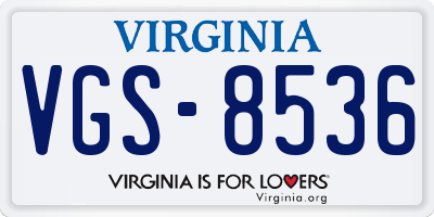 VA license plate VGS8536