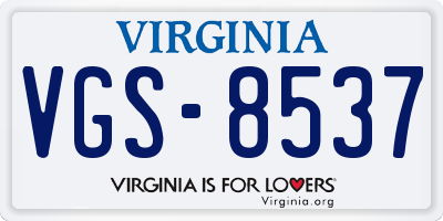 VA license plate VGS8537