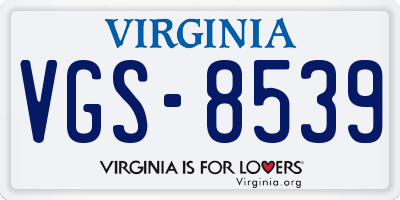VA license plate VGS8539