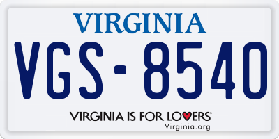 VA license plate VGS8540