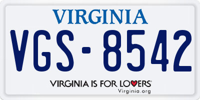 VA license plate VGS8542