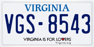 VA license plate VGS8543