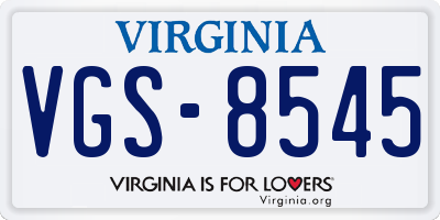 VA license plate VGS8545