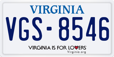VA license plate VGS8546