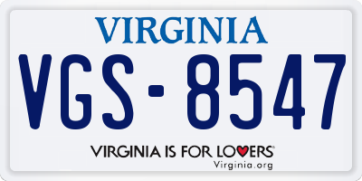 VA license plate VGS8547