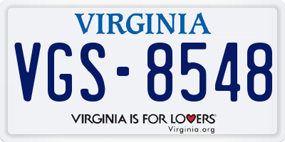 VA license plate VGS8548