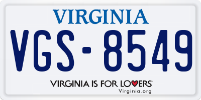 VA license plate VGS8549