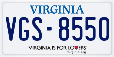 VA license plate VGS8550