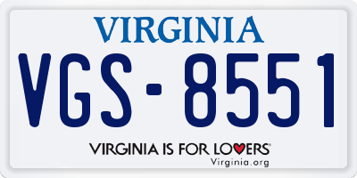 VA license plate VGS8551