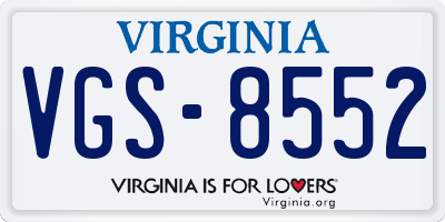 VA license plate VGS8552