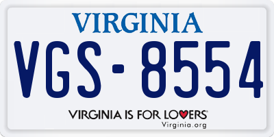 VA license plate VGS8554