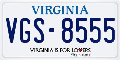 VA license plate VGS8555