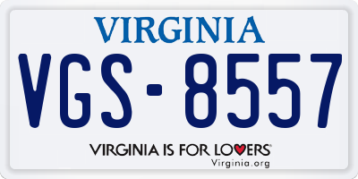 VA license plate VGS8557