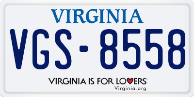 VA license plate VGS8558